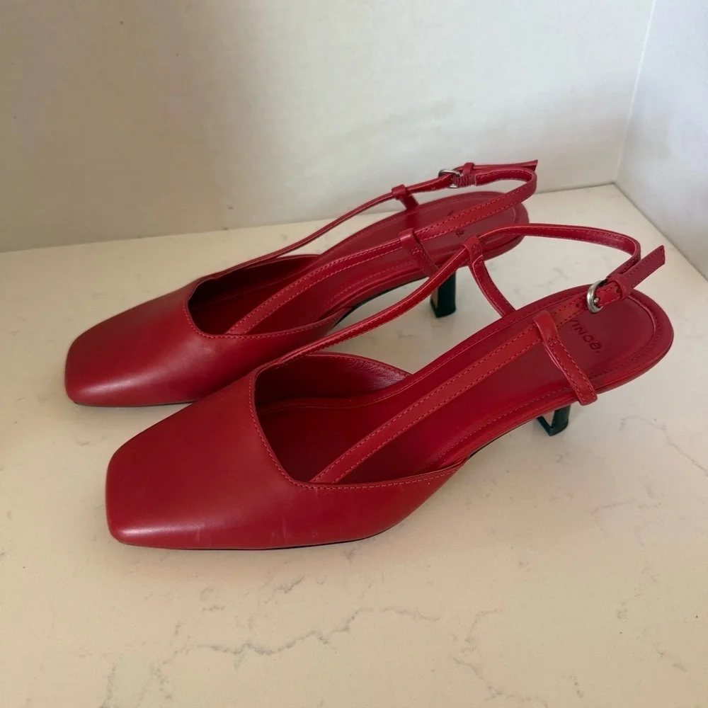 Vince Belissa Slingback Heels Red Leather | Women’s Size 6 | New Without Box - Picture 2 of 3